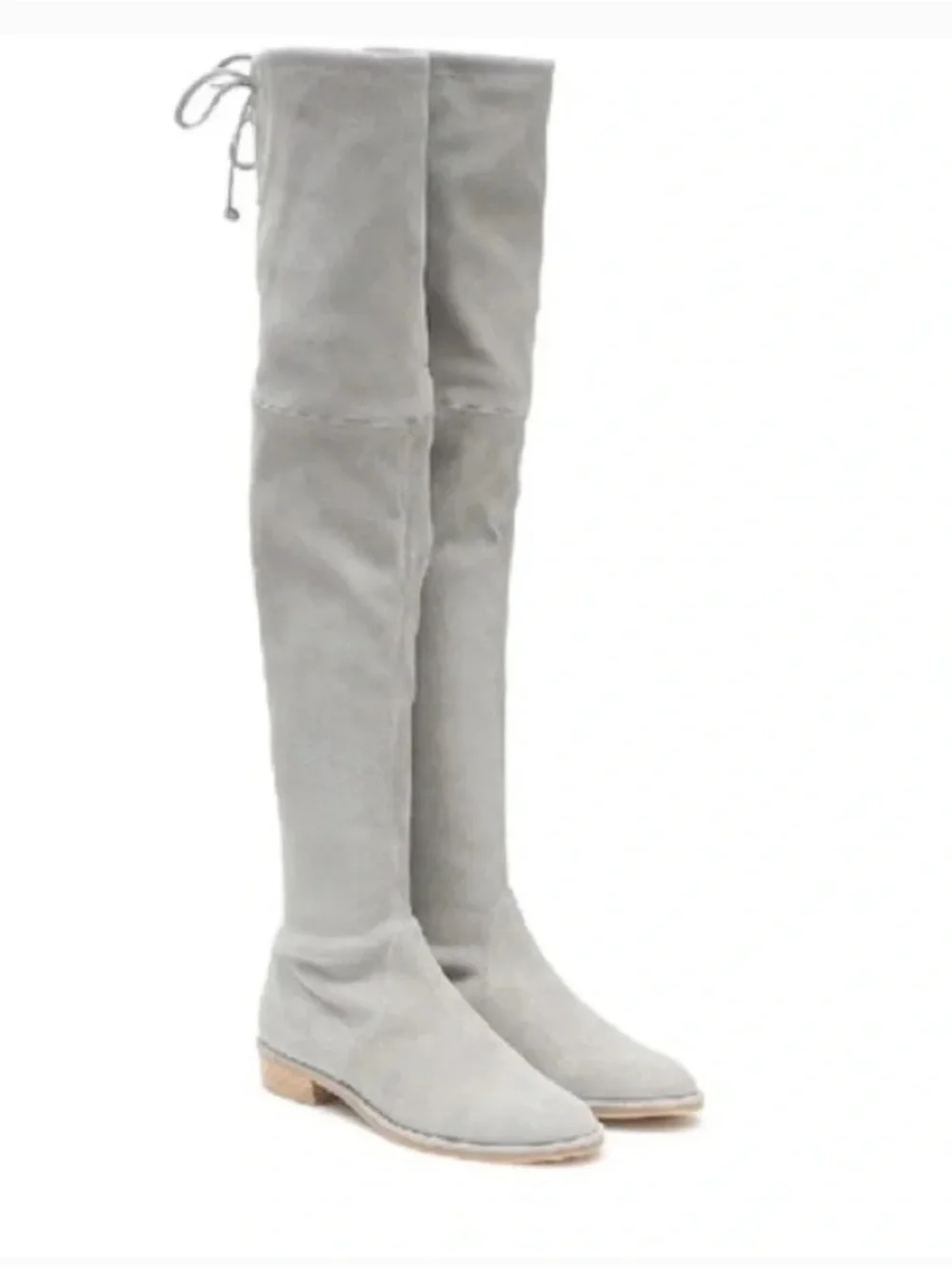 Stuart Weitzman Over-the-Knee Suede Boots in Pale Gray